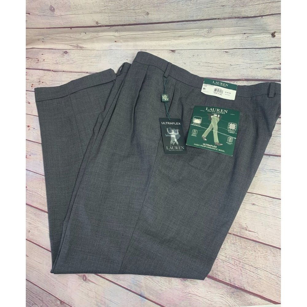 Ralph Lauren | Men's Charcoal Grey Dress Slacks Classic Fit Wrinkle Resistant St